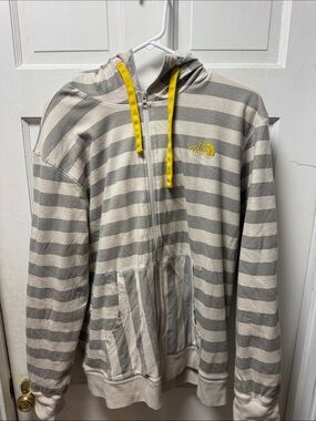 The North Face Men's Striped Zip Hoodie in Gray, Cream & Yellow